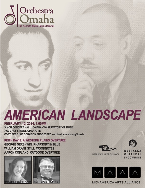 Feburary 2023 Concert program displaying Copland and William Grant Still